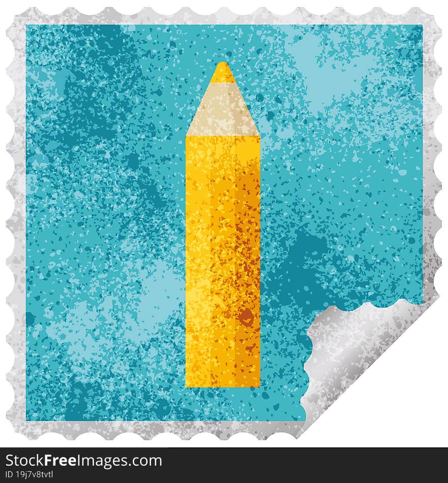 orange coloring pencil graphic vector illustration square sticker stamp