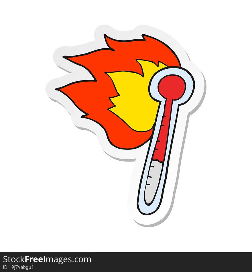 sticker of a cartoon temperature gauge getting too hot