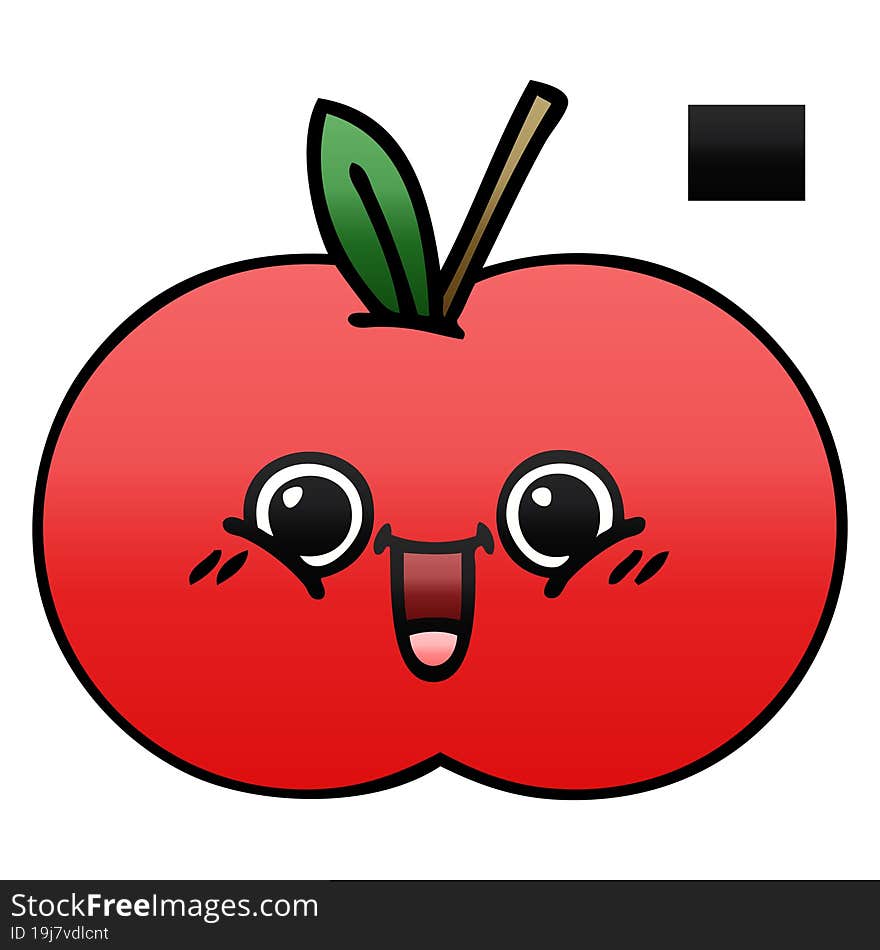 Gradient Shaded Cartoon Red Apple