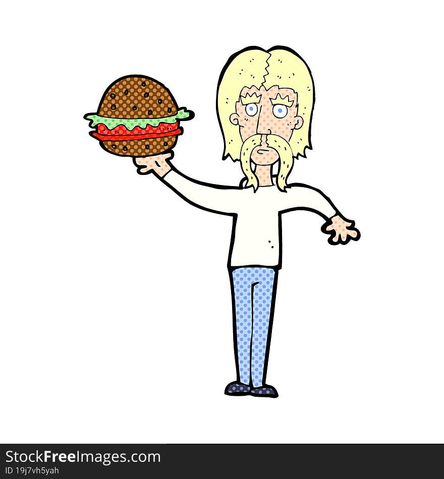 Cartoon Man With Burger