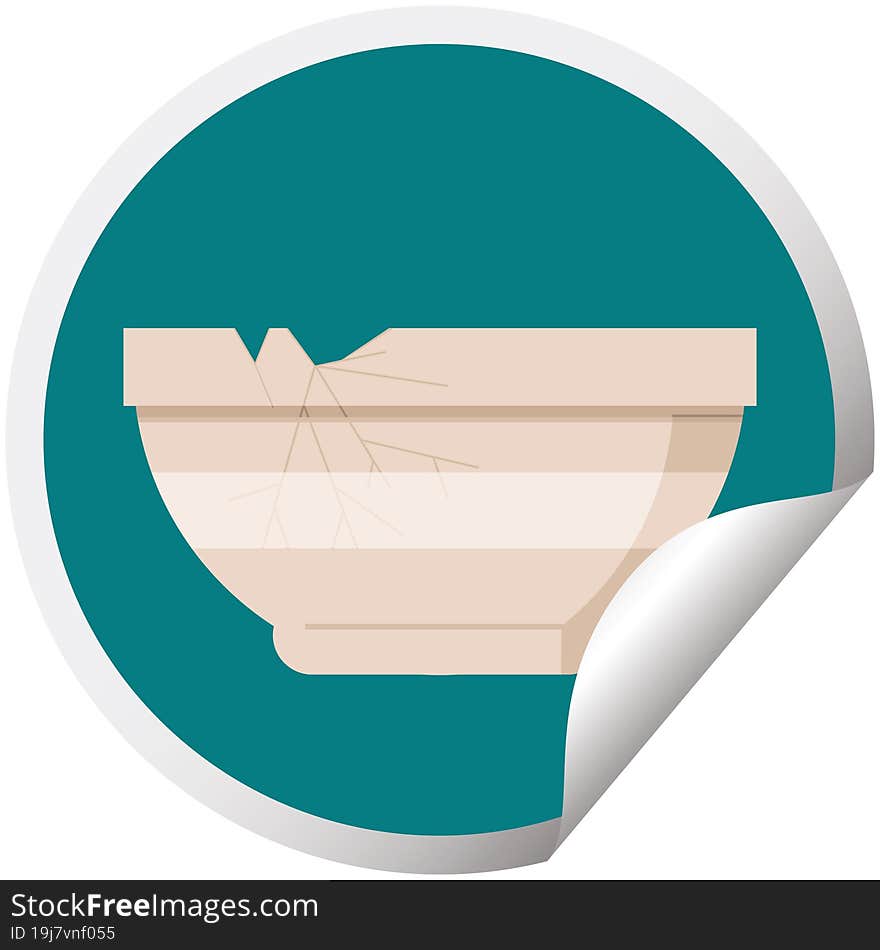 cracked bowl graphic circular sticker