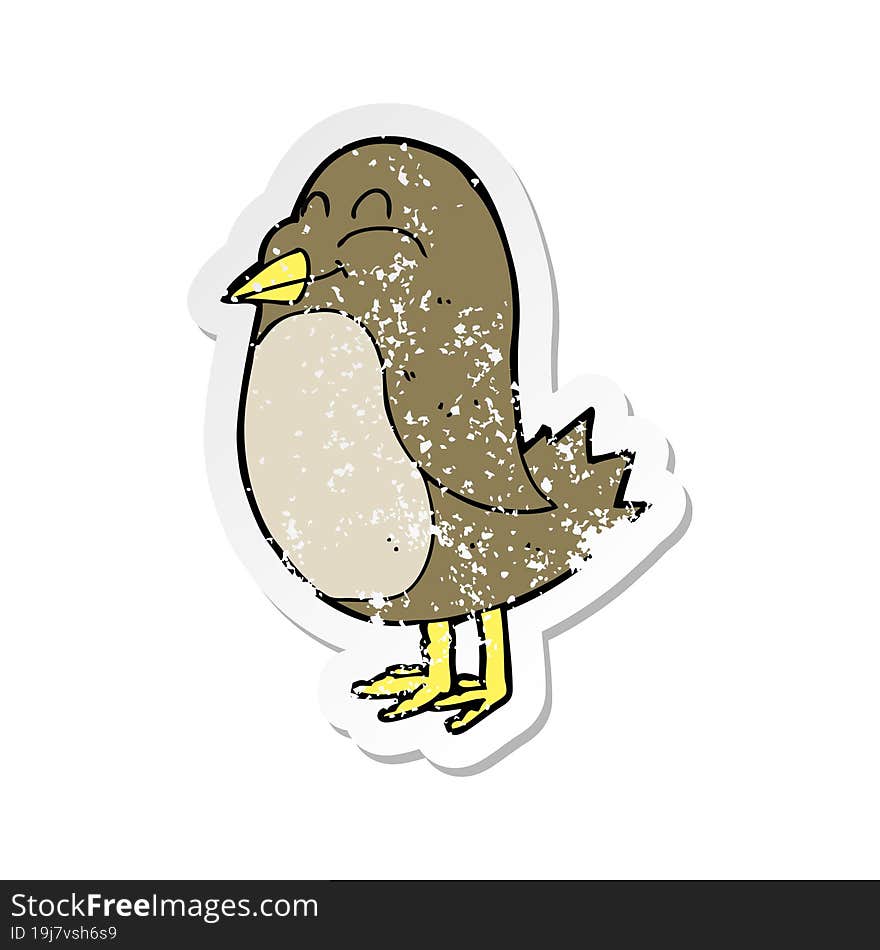 retro distressed sticker of a cartoon bird