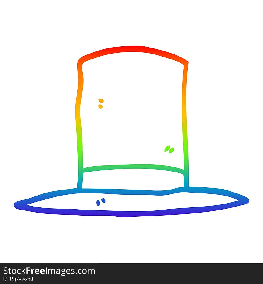 Rainbow Gradient Line Drawing Cartoon Top Hat