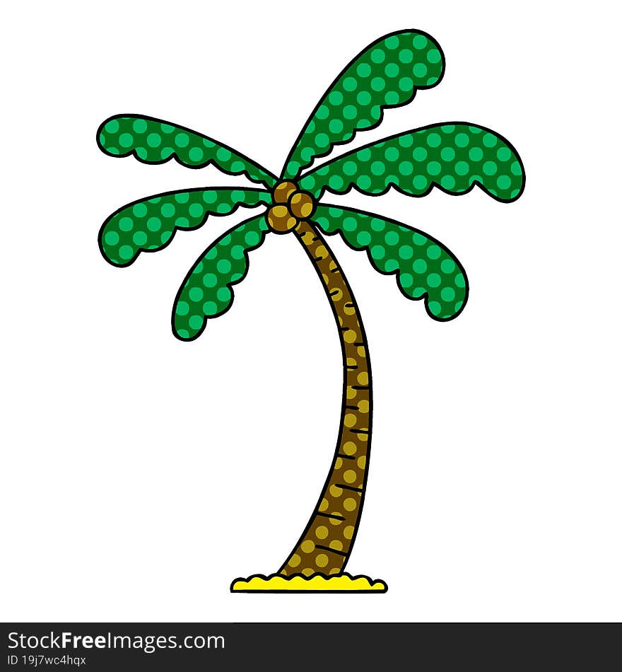 quirky comic book style cartoon palm tree