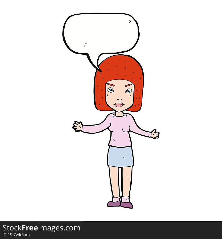 cartoon annoyed woman with speech bubble