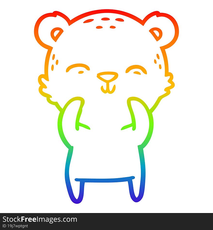 rainbow gradient line drawing happy cartoon bear