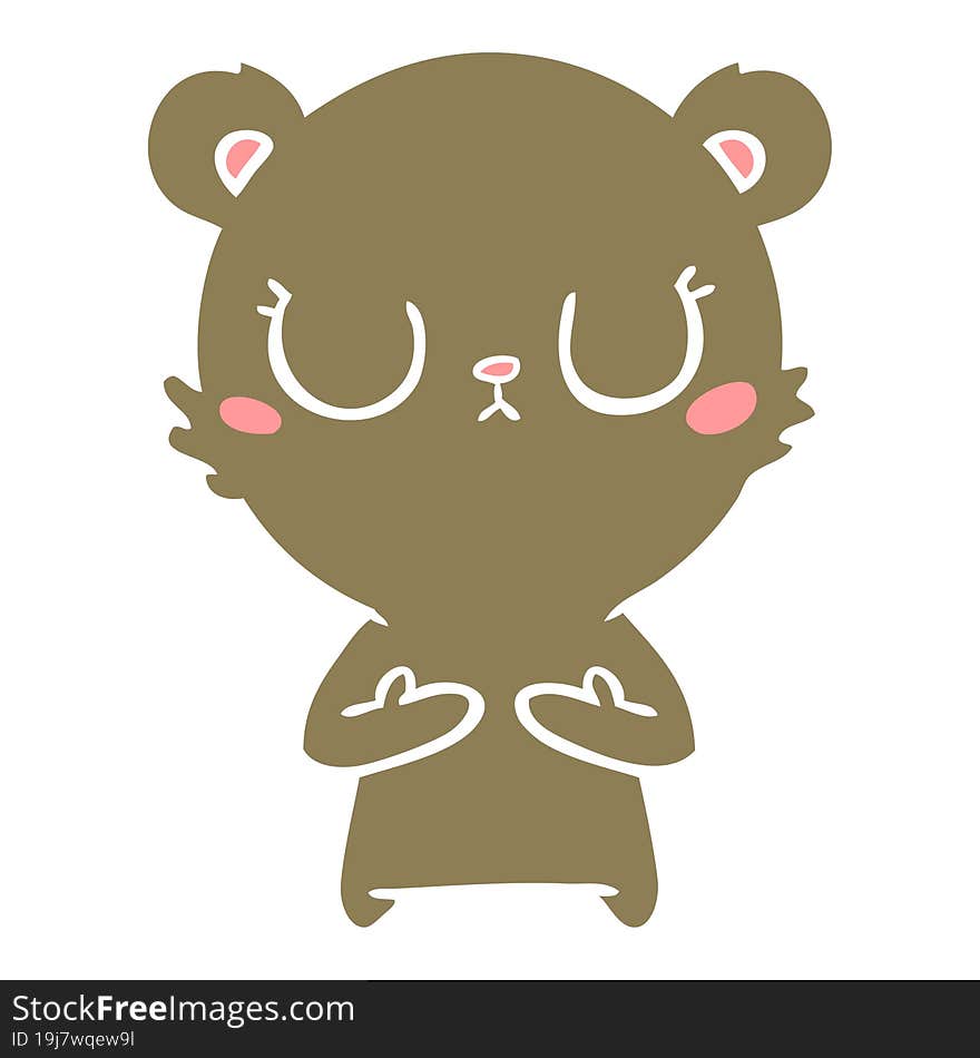 Peaceful Flat Color Style Cartoon Bear Cub