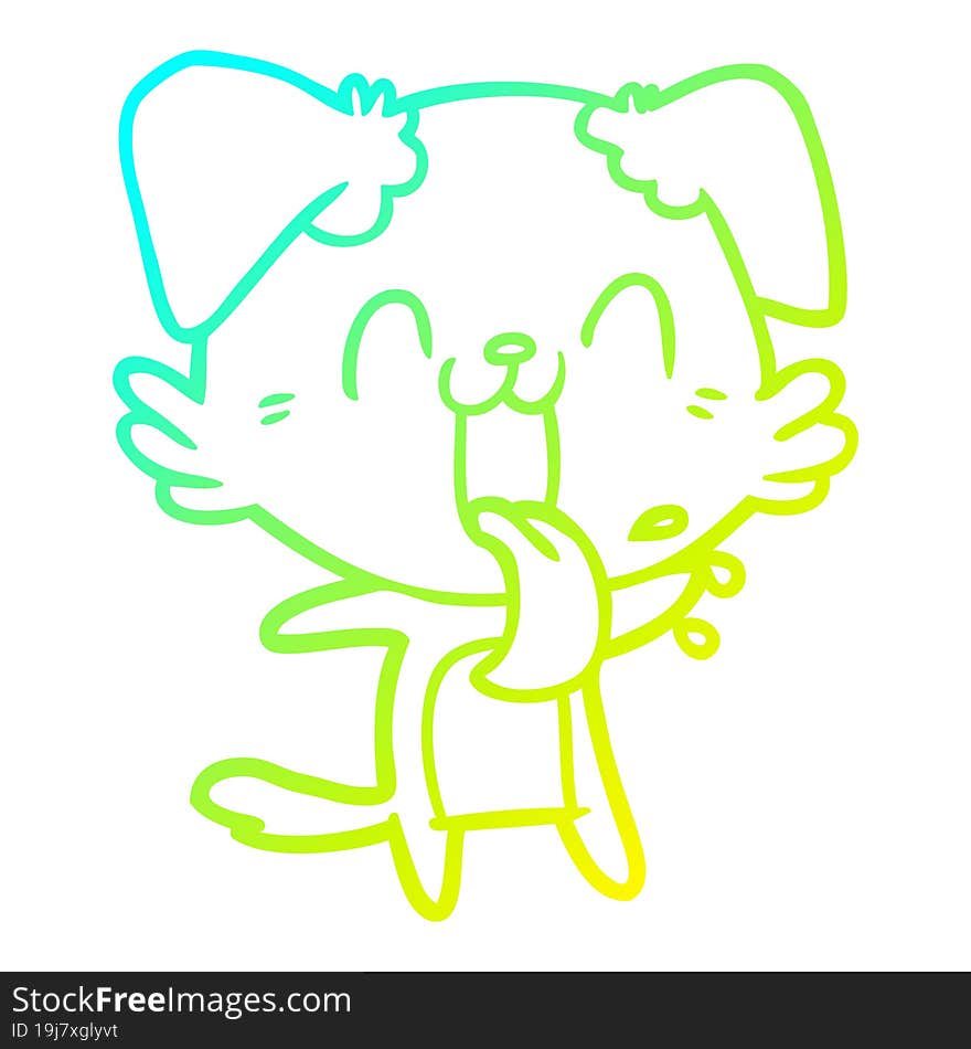 cold gradient line drawing cartoon panting dog