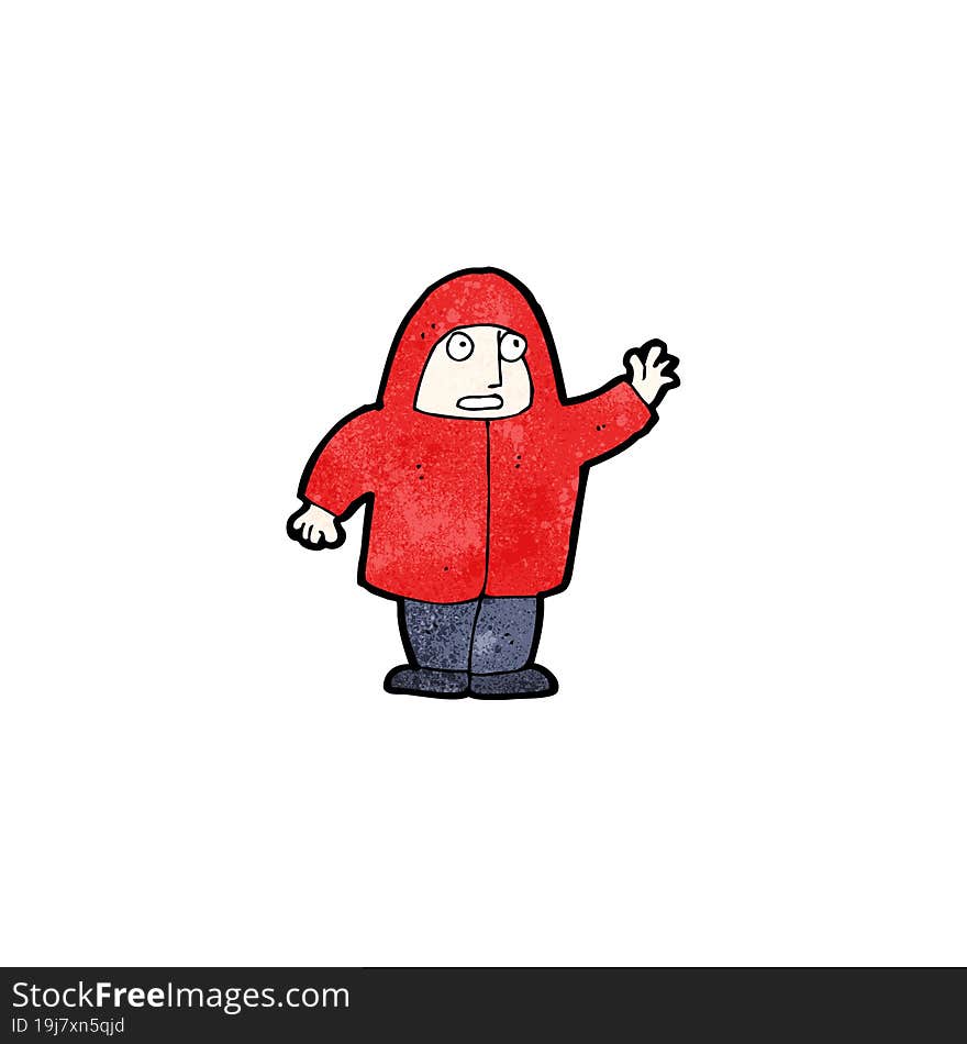 cartoon man in hooded sweatshirt