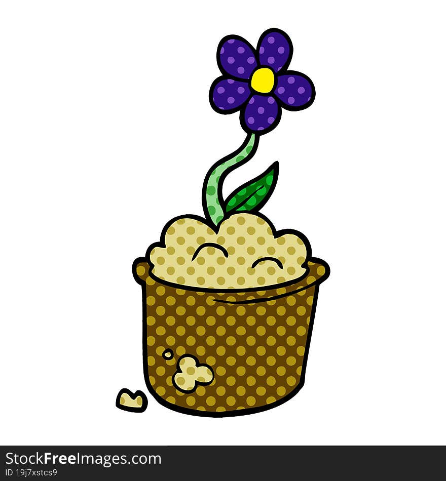 cartoon doodle flower pot