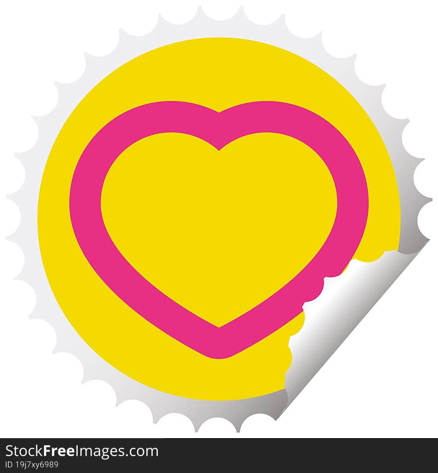 heart graphic vector circular peeling sticker. heart graphic vector circular peeling sticker