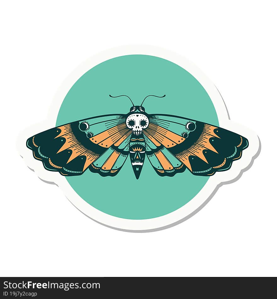 tattoo style sticker of a deaths head moth