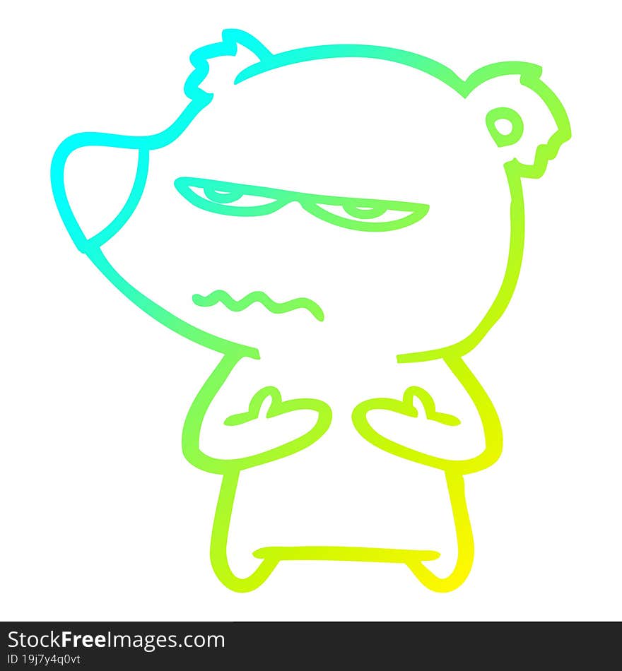 cold gradient line drawing annoyed bear cartoon