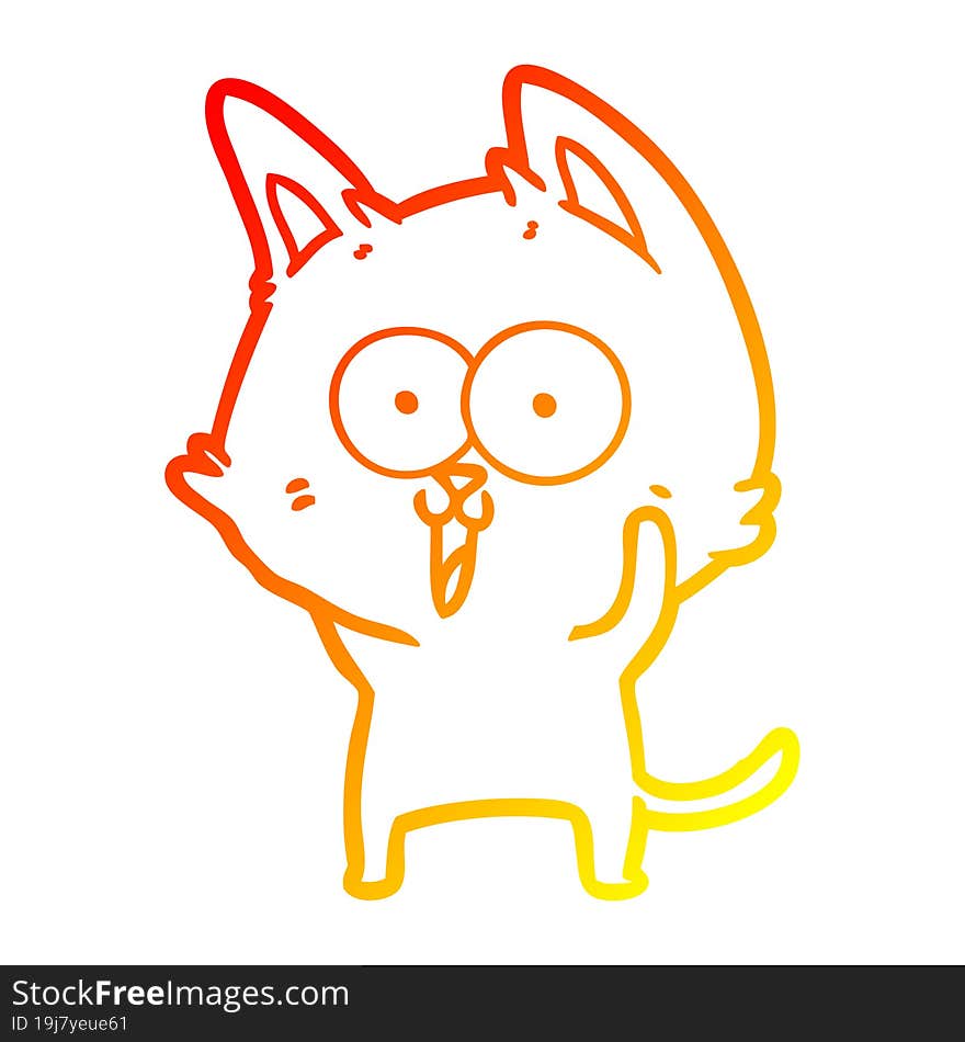 warm gradient line drawing funny cartoon cat