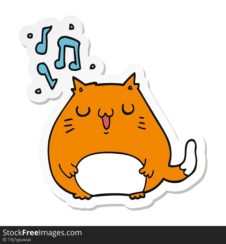 sticker of a cartoon cat singing