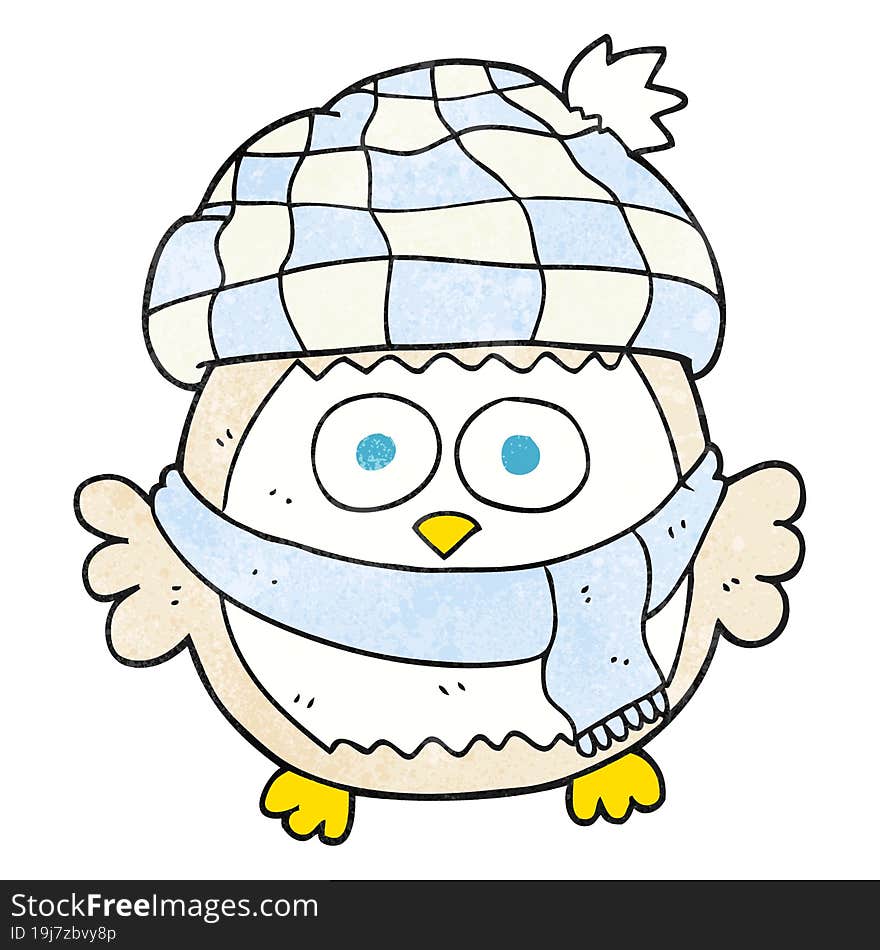 textured cartoon cute little owl