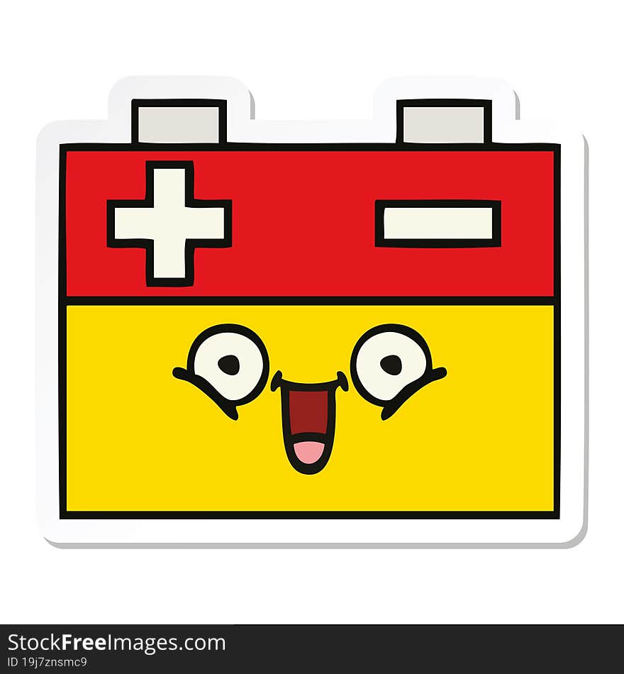 sticker of a cute cartoon car battery