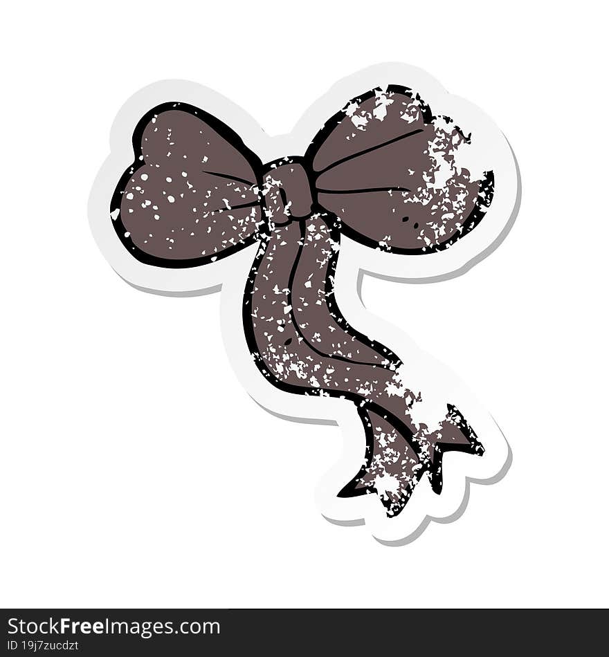 retro distressed sticker of a cartoon bow