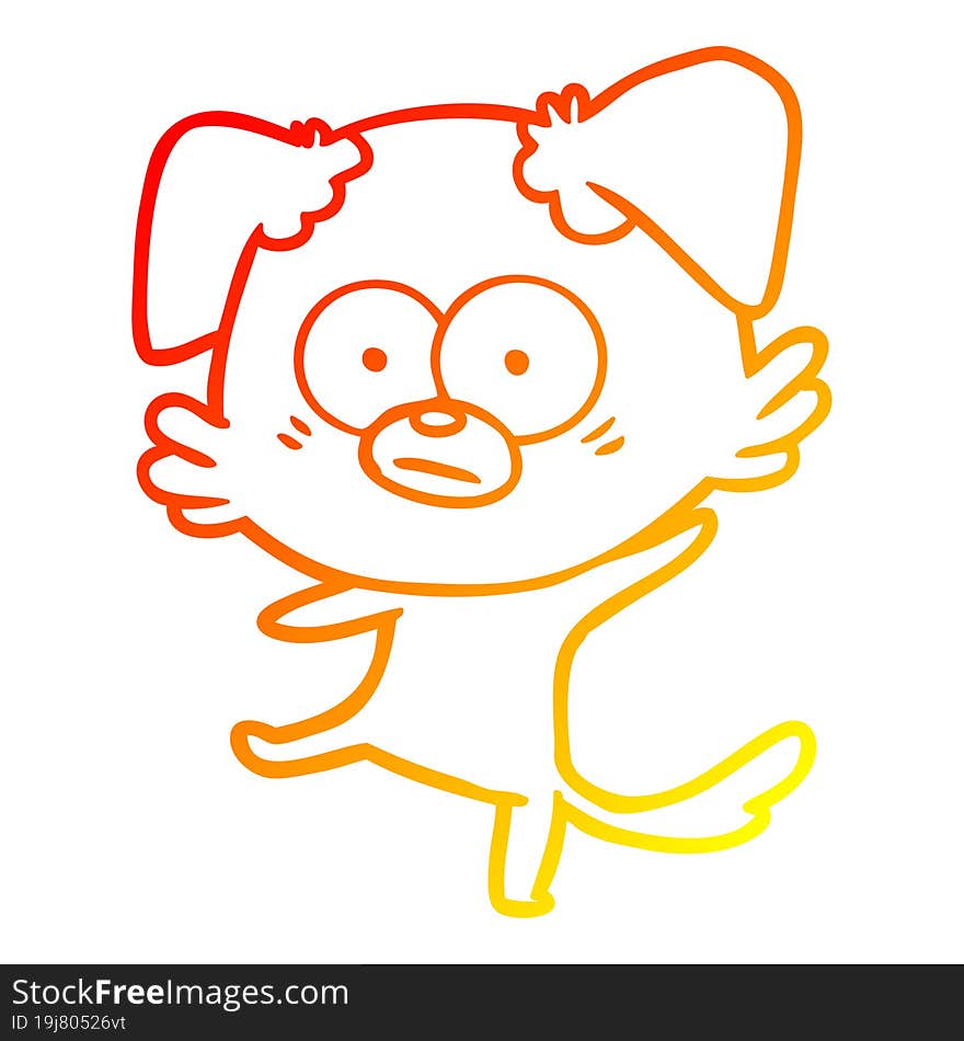 warm gradient line drawing nervous dog cartoon