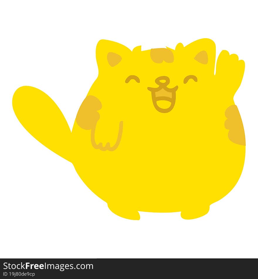 cute cartoon cat waving