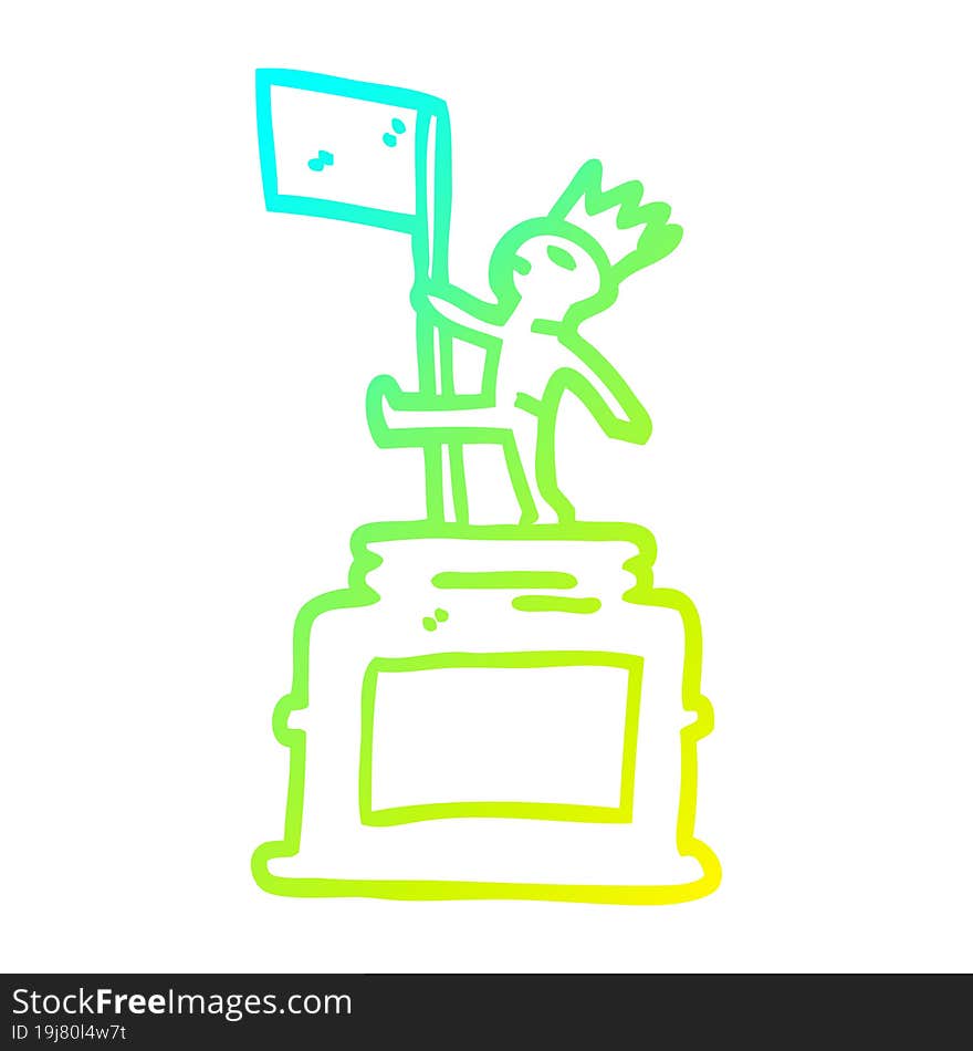 cold gradient line drawing of a cartoon monument statue