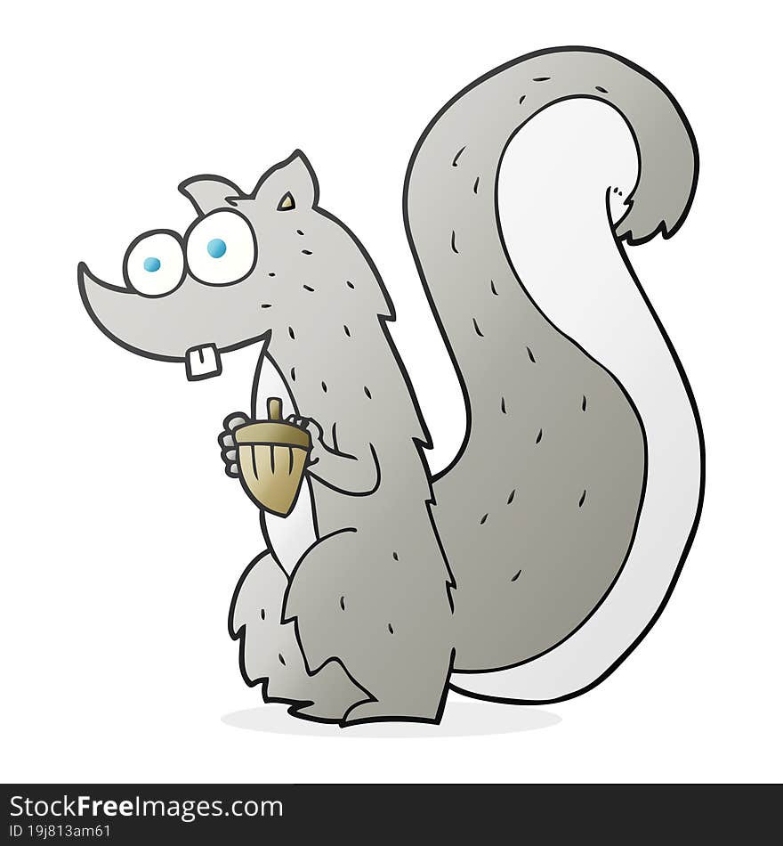 freehand drawn cartoon squirrel with nut