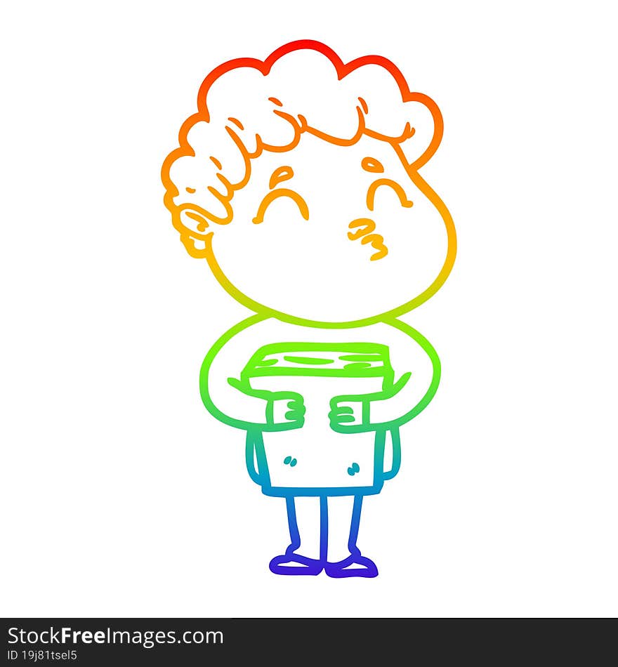 rainbow gradient line drawing cartoon man pouting