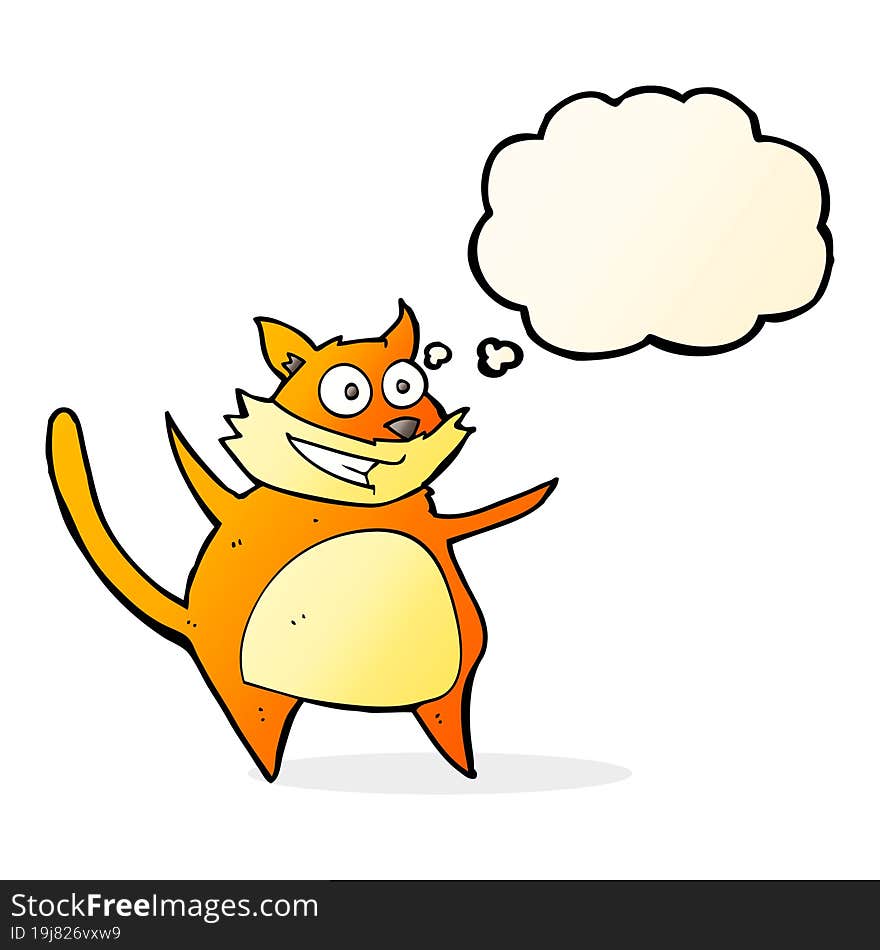 Funny Cartoon Cat With Thought Bubble