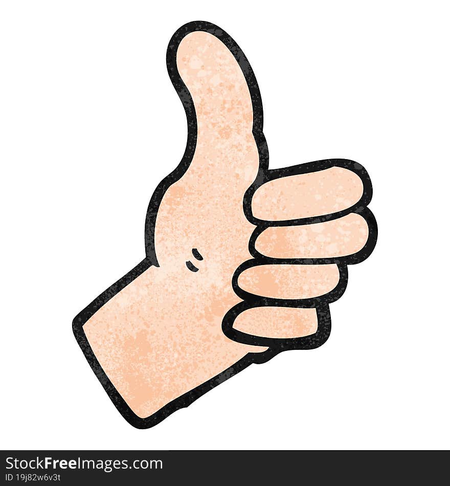 freehand textured cartoon thumbs up sign