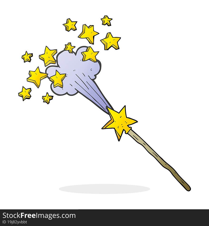 freehand drawn cartoon magic wand