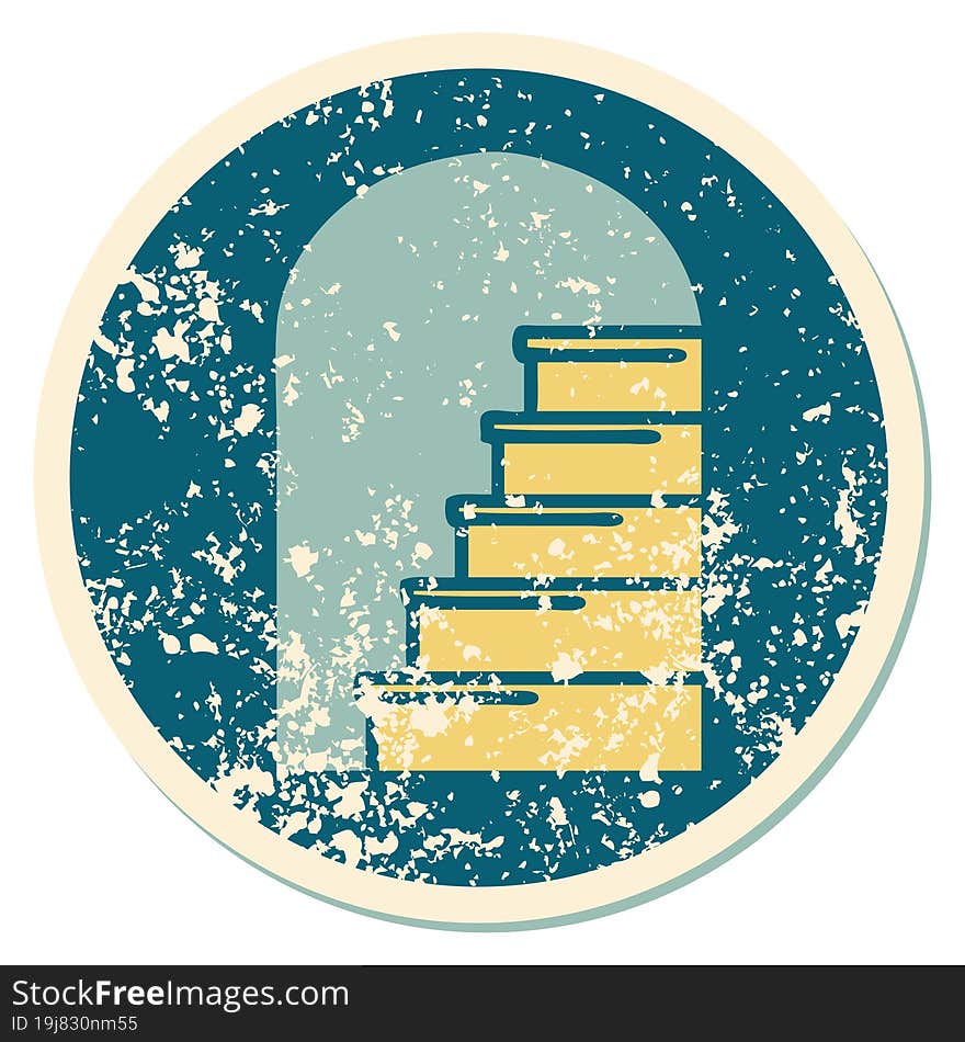 Distressed Sticker Tattoo Style Icon Of A Doorway To Steps