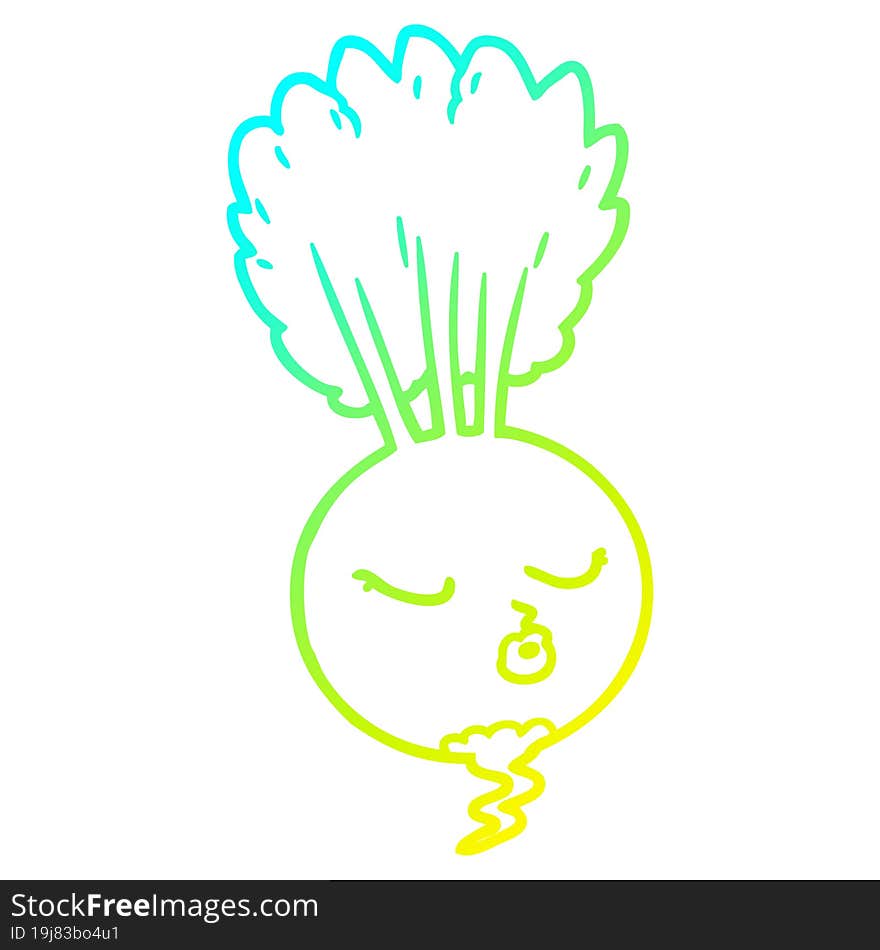 cold gradient line drawing cartoon root vegetable