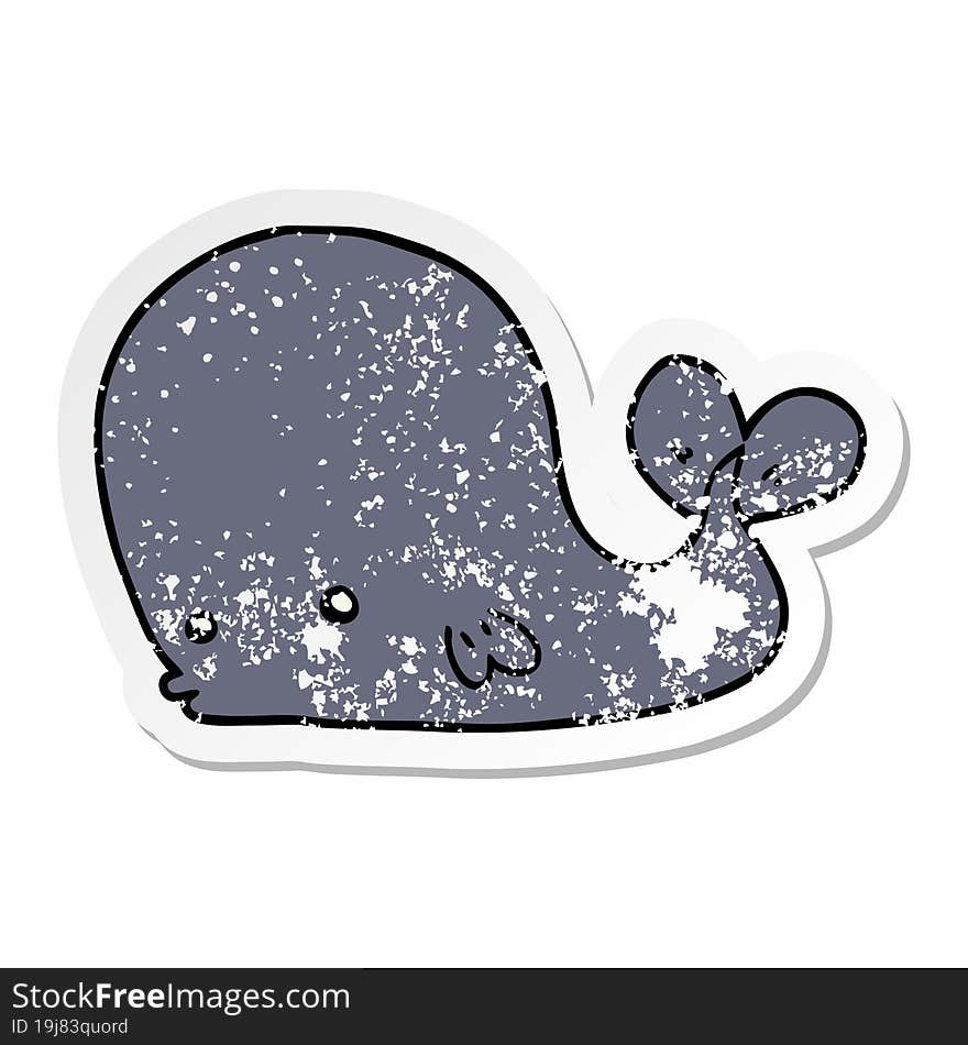 distressed sticker of a cartoon whale