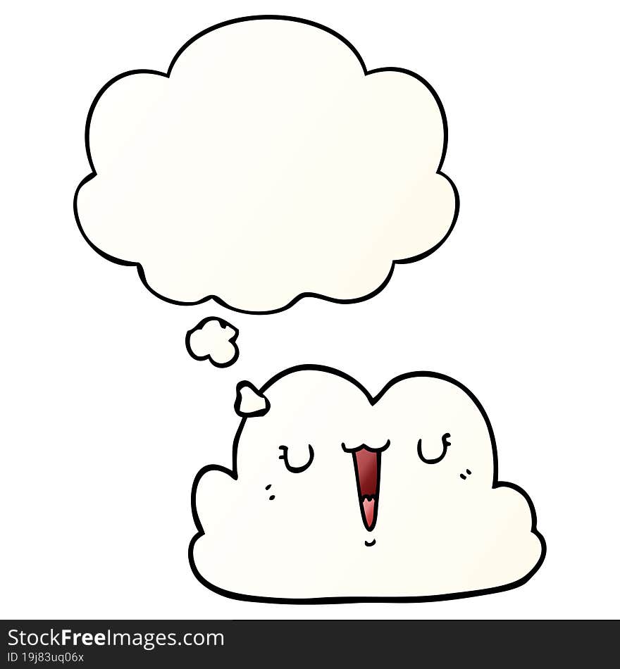 cute cartoon cloud and thought bubble in smooth gradient style