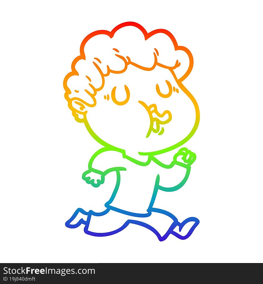 rainbow gradient line drawing cartoon man singing