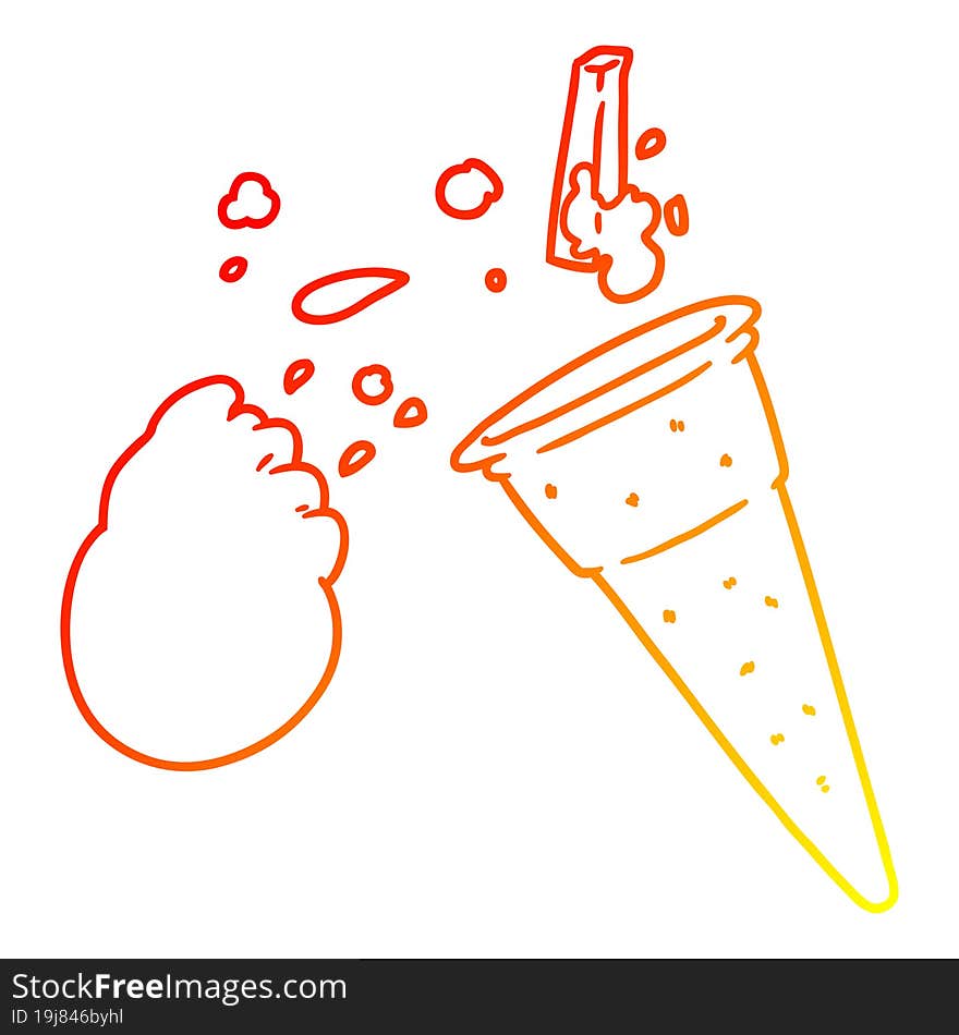 warm gradient line drawing cartoon ice cream