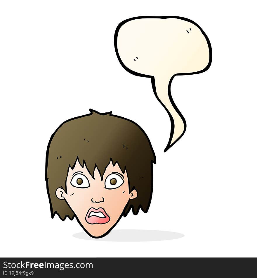 Cartoon Frightened Woman With Speech Bubble