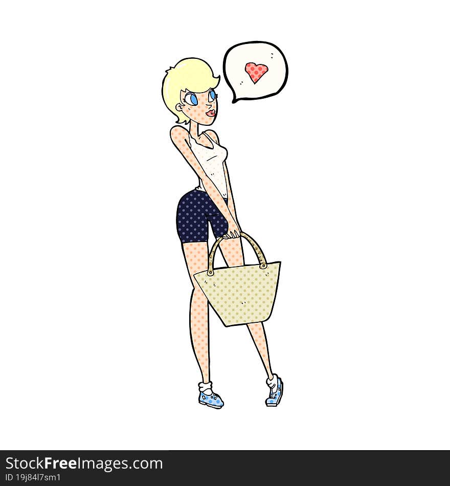 cartoon attractive woman enjoying shopping. cartoon attractive woman enjoying shopping