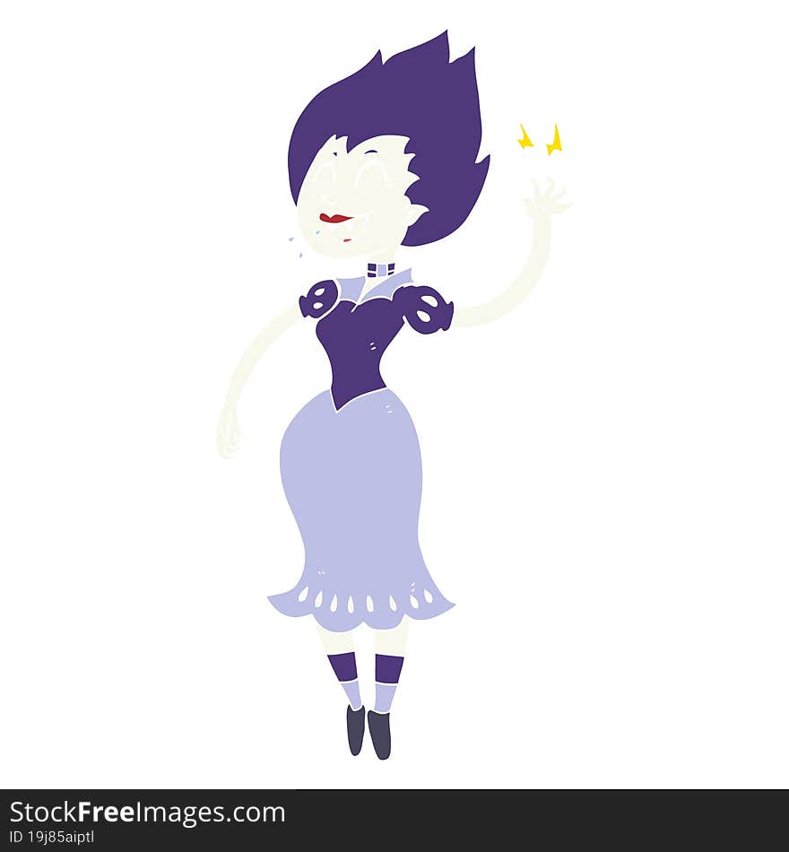 Flat Color Illustration Of A Cartoon Vampire Girl