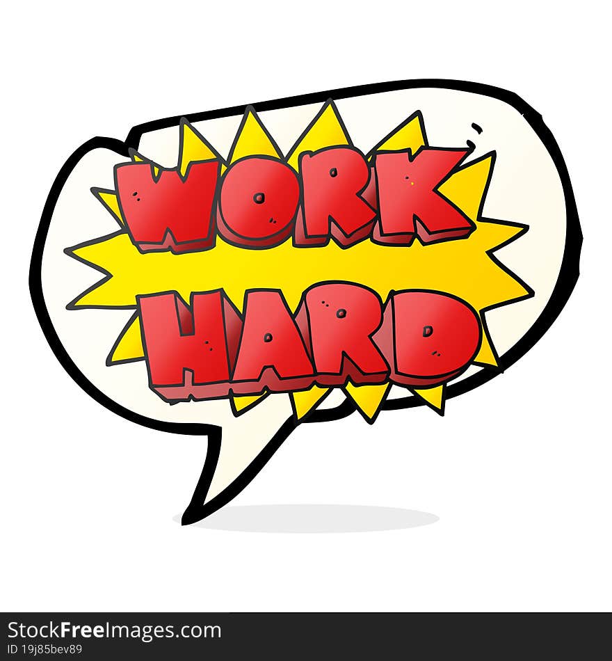 freehand drawn speech bubble cartoon work hard symbol