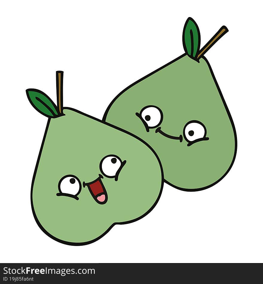 cute cartoon green pear