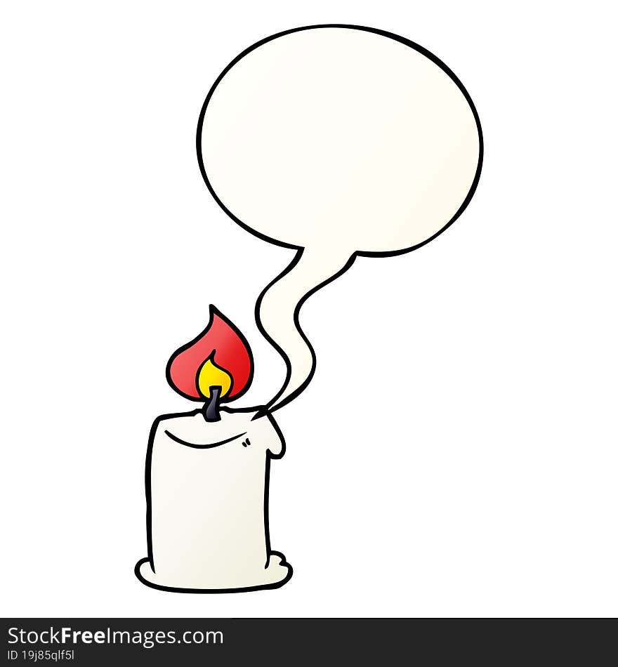 cartoon candle and speech bubble in smooth gradient style