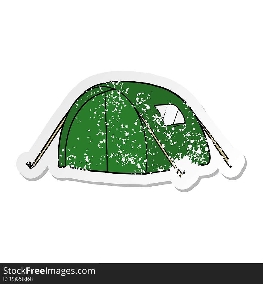 distressed sticker of a cartoon tent