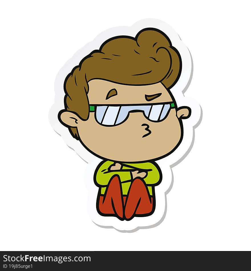 sticker of a cartoon cool guy