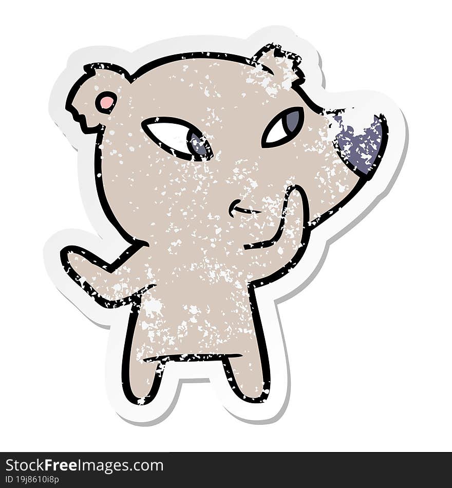 distressed sticker of a cute cartoon bear