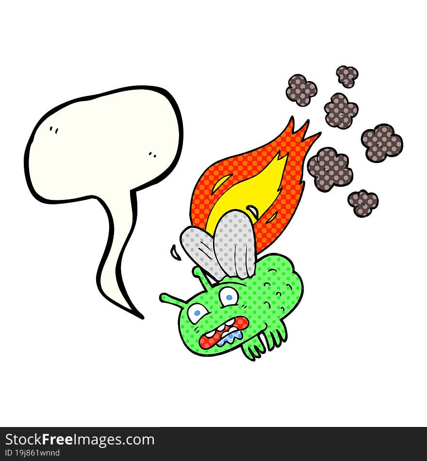 comic book speech bubble cartoon fly crashing and burning