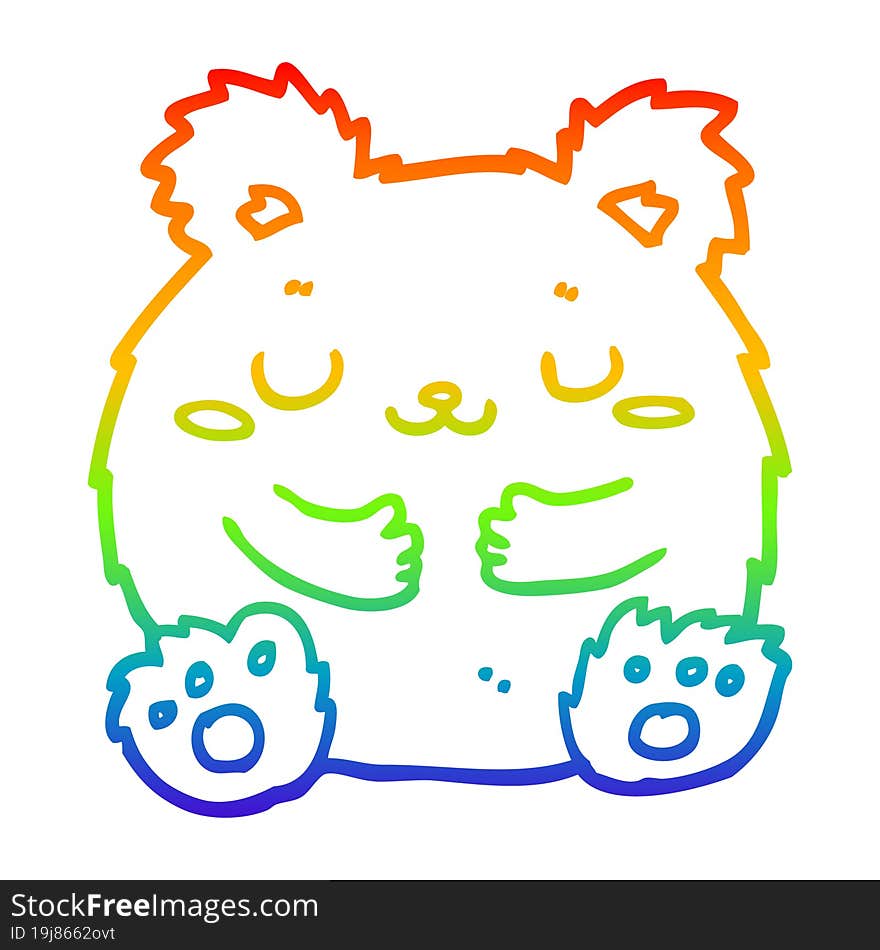 rainbow gradient line drawing cute cartoon bear