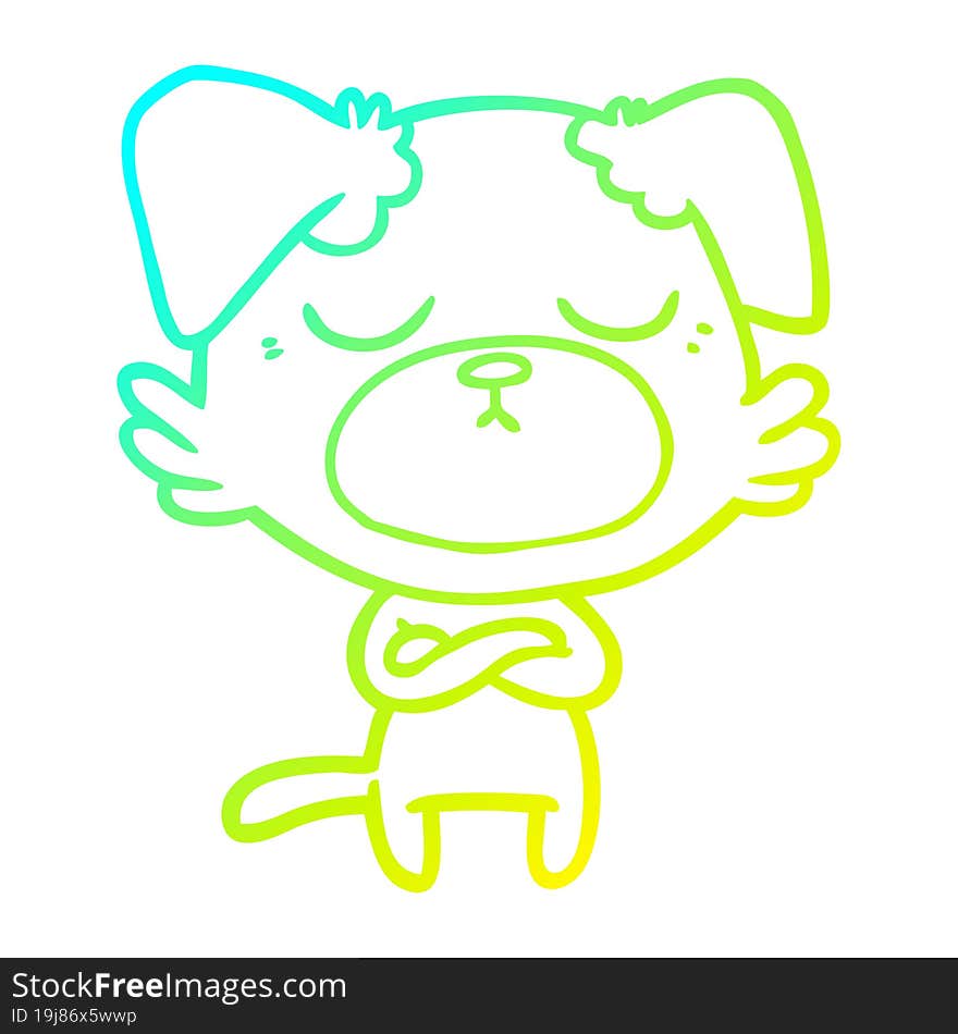 Cold Gradient Line Drawing Cute Cartoon Dog