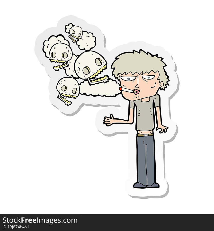 sticker of a cartoon smoker