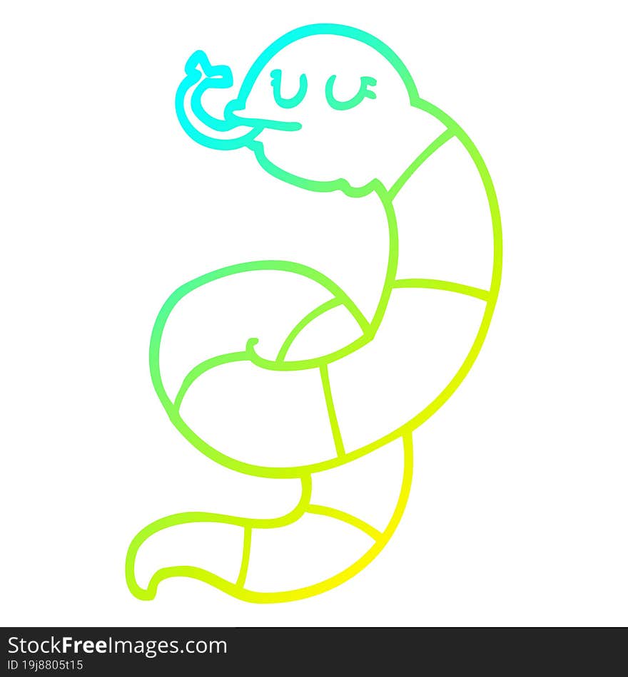 cold gradient line drawing cartoon snake coiled